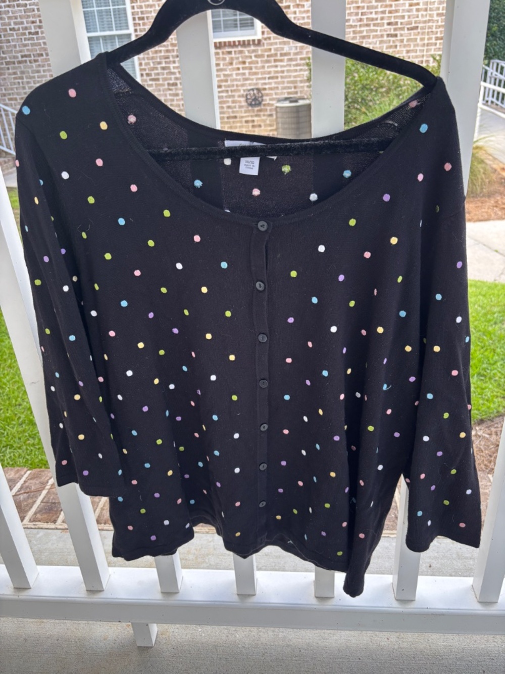 Black with Pastel Polka Dots Scoop  light weight Sweater